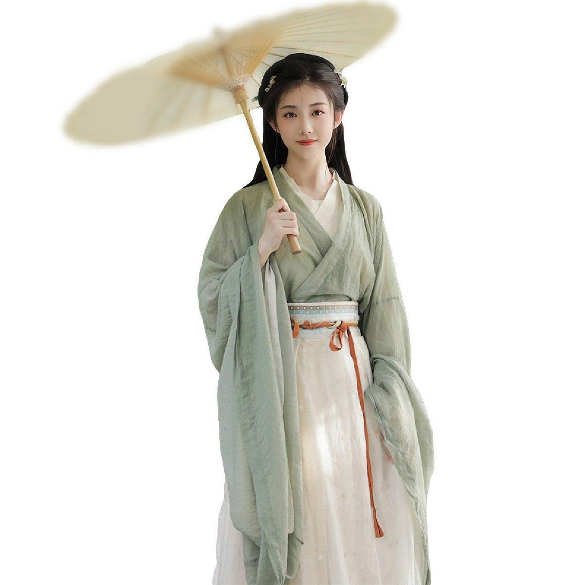 Boy's Shirts & T-shirts: Traditional Chinese Hanfu Dress Green Wei Jin Style Vintage Cosplay Costume - M