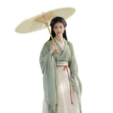 Boy's Shirts & T-shirts: Traditional Chinese Hanfu Dress Green Wei Jin Style Vintage Cosplay Costume - M