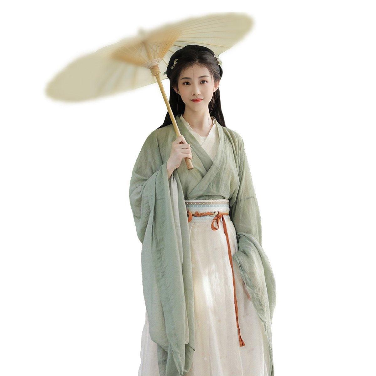 Boy's Shirts & T-shirts: Traditional Chinese Hanfu Dress Green Wei Jin Style Vintage Cosplay Costume - M