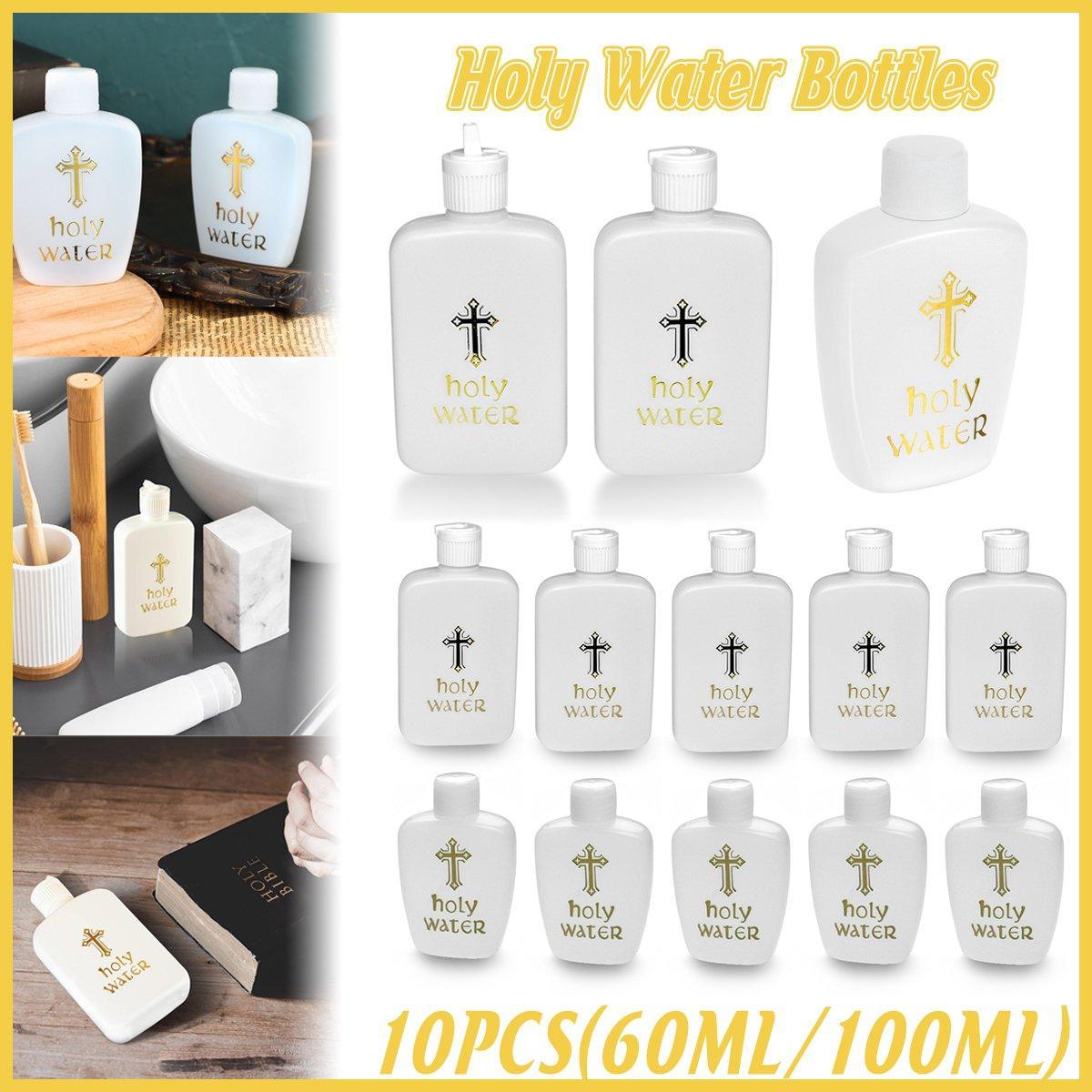 Novelty Gifts: 10XHoly Water Bottle Gold For Cross Plastic Portable Holy Water Container Easter
