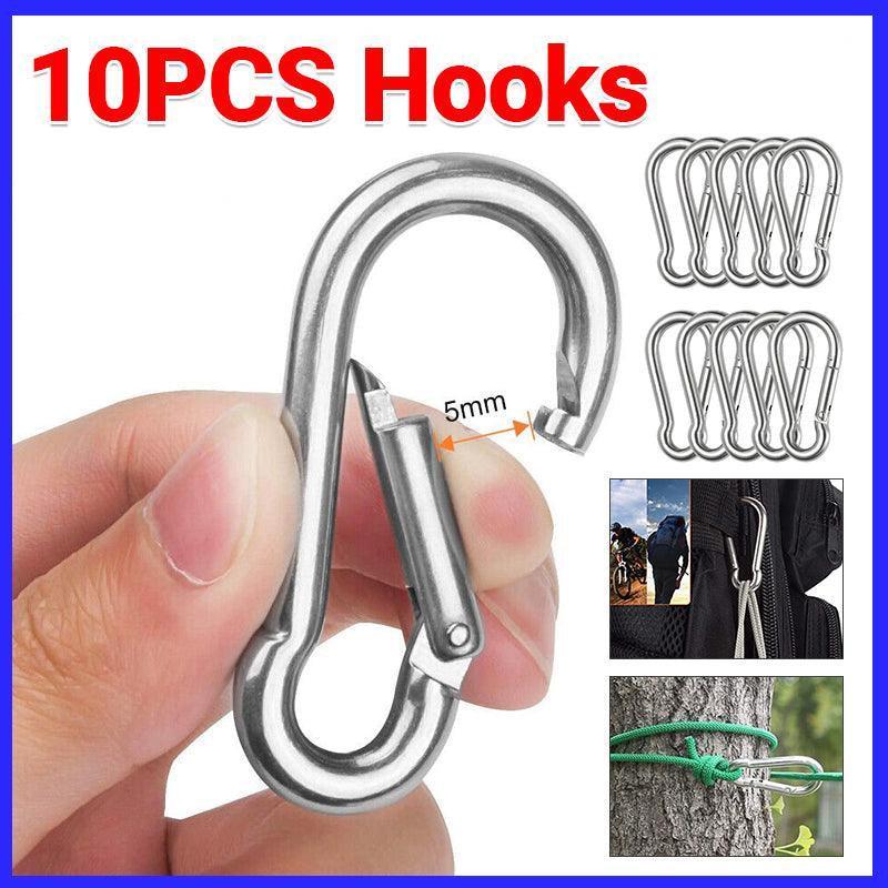Outdoor Furniture Accessories: 10Pcs Stainless Steel Carabiner Snap Hooks with Keychain for Camping