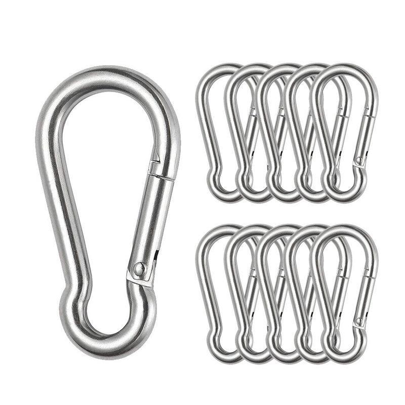 Outdoor Furniture Accessories: 10Pcs Stainless Steel Carabiner Snap Hooks with Keychain for Camping