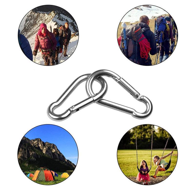 Outdoor Furniture Accessories: 10Pcs Stainless Steel Carabiner Snap Hooks with Keychain for Camping