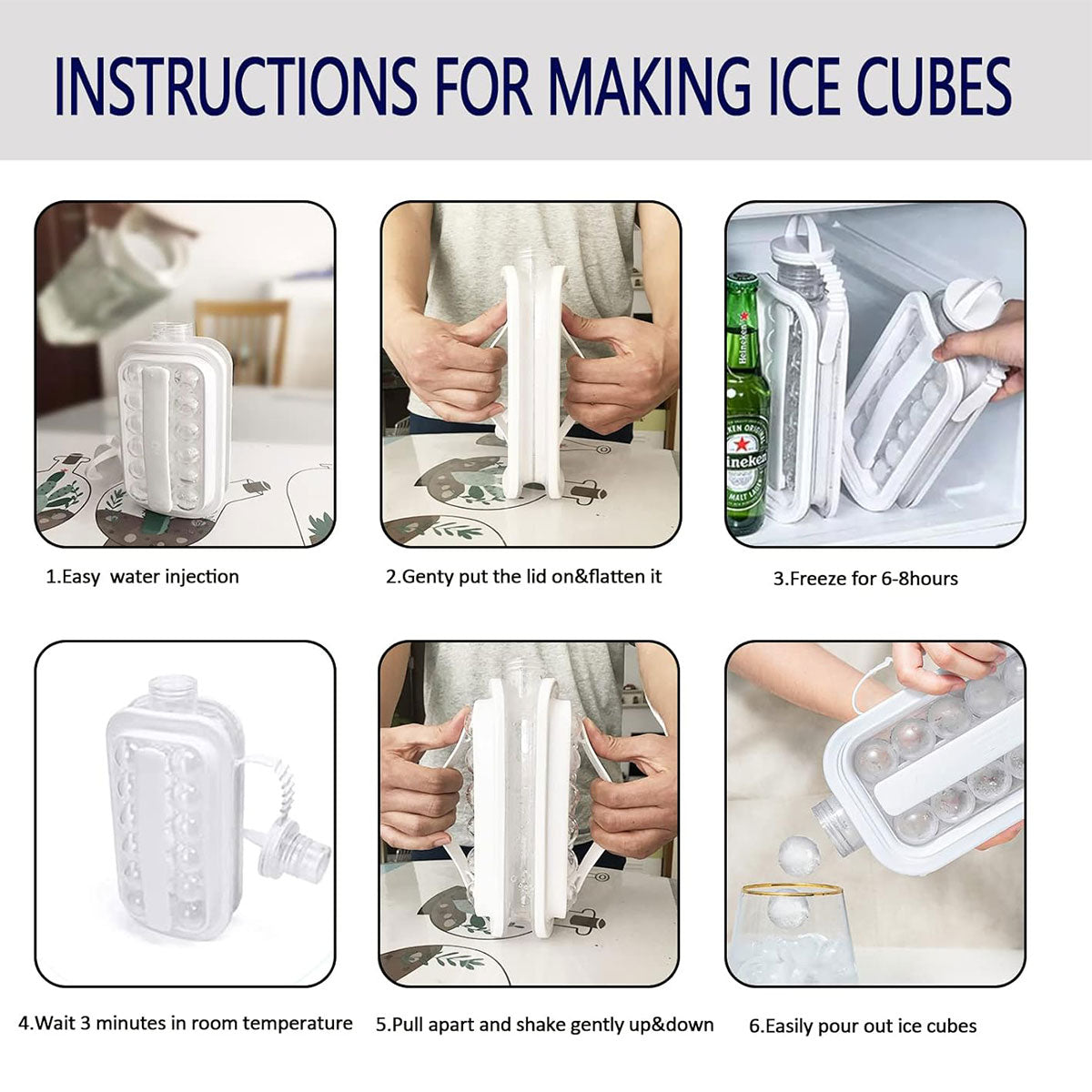 Food Storage: Portable Ice Hockey Pot Ice Cube Tray Water Bottle Clear Household Ice Maker