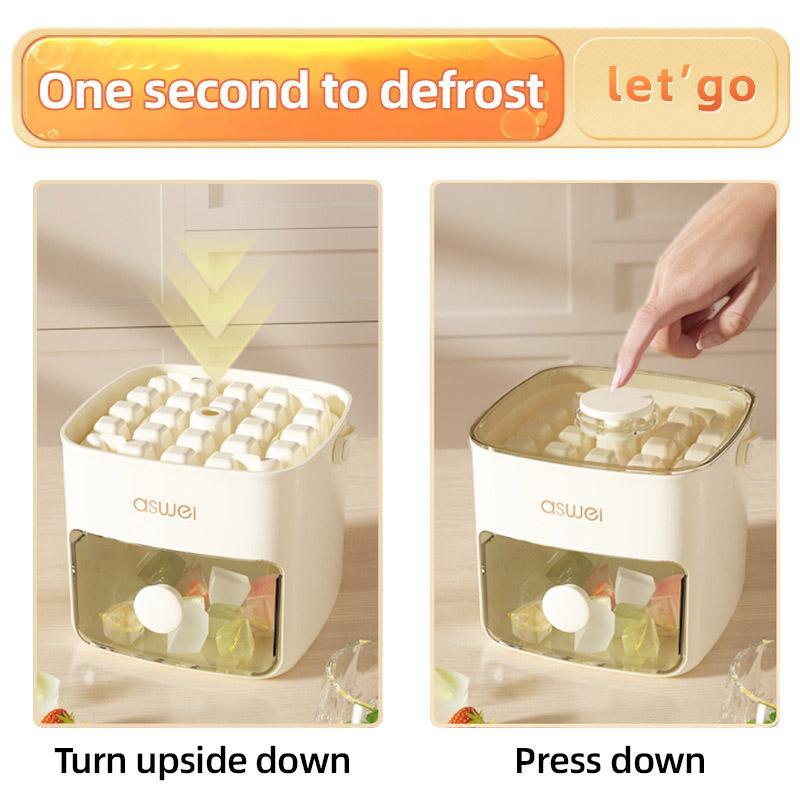 Food Storage: Portable Ice Compartment Cube Mold Plastic Ice Making Box and Ice Cube Holder