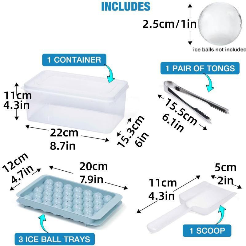 Food Storage: 3 Layer Ice Cube Tray Mold Home Ice Compartment Press for Freezer Storage