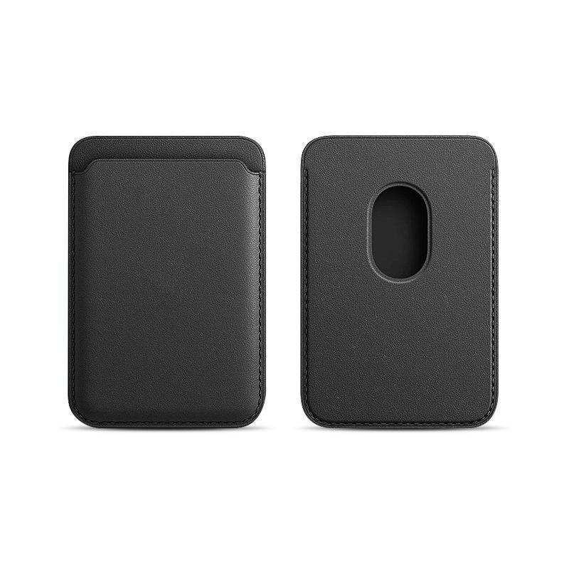 Phone Cases & Screen Protectors: Leather Card Holder Wallet Pocket for iPhone 14 13 Pro Max with Snap-On Attachment - Black