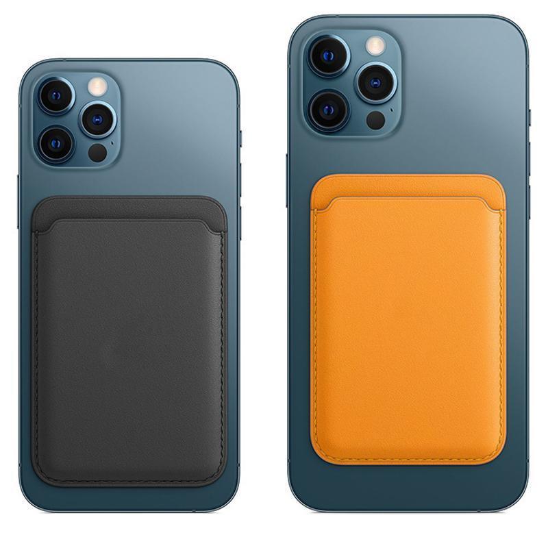 Phone Cases & Screen Protectors: Leather Card Holder Wallet Pocket for iPhone 14 13 Pro Max with Snap-On Attachment - Light Brown
