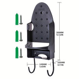 Irons & Ironing Systems: Iron Stand Double Hook Storage Rack Hanging Iron Holder for Home Organisation - Black