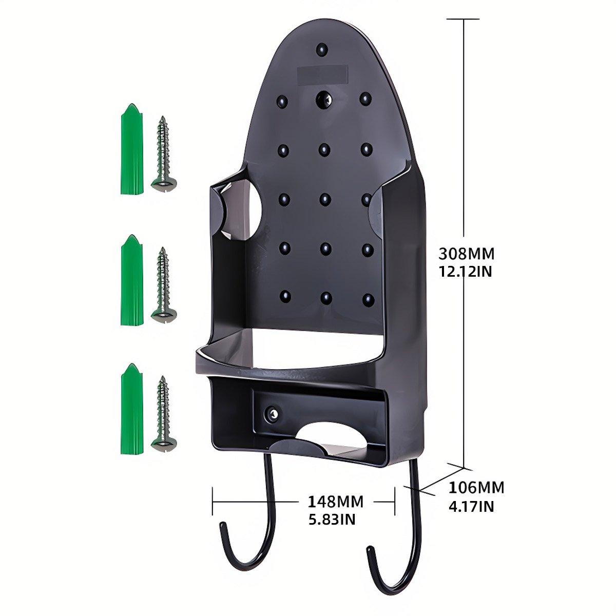 Irons & Ironing Systems: Iron Stand Double Hook Storage Rack Hanging Iron Holder for Home Organisation - White