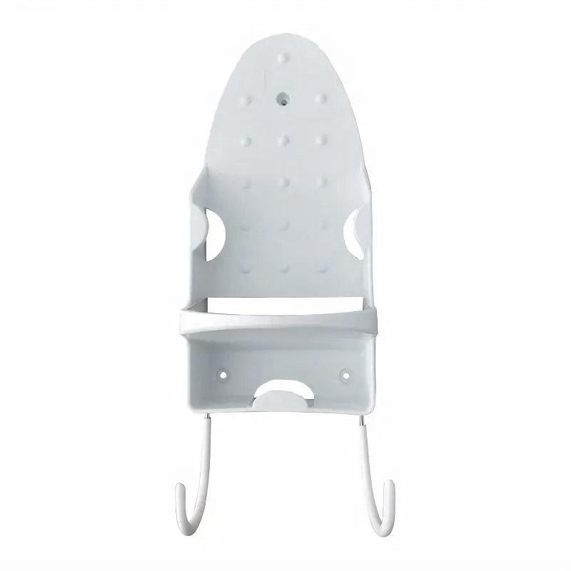 Irons & Ironing Systems: Iron Stand Double Hook Storage Rack Hanging Iron Holder for Home Organisation - White