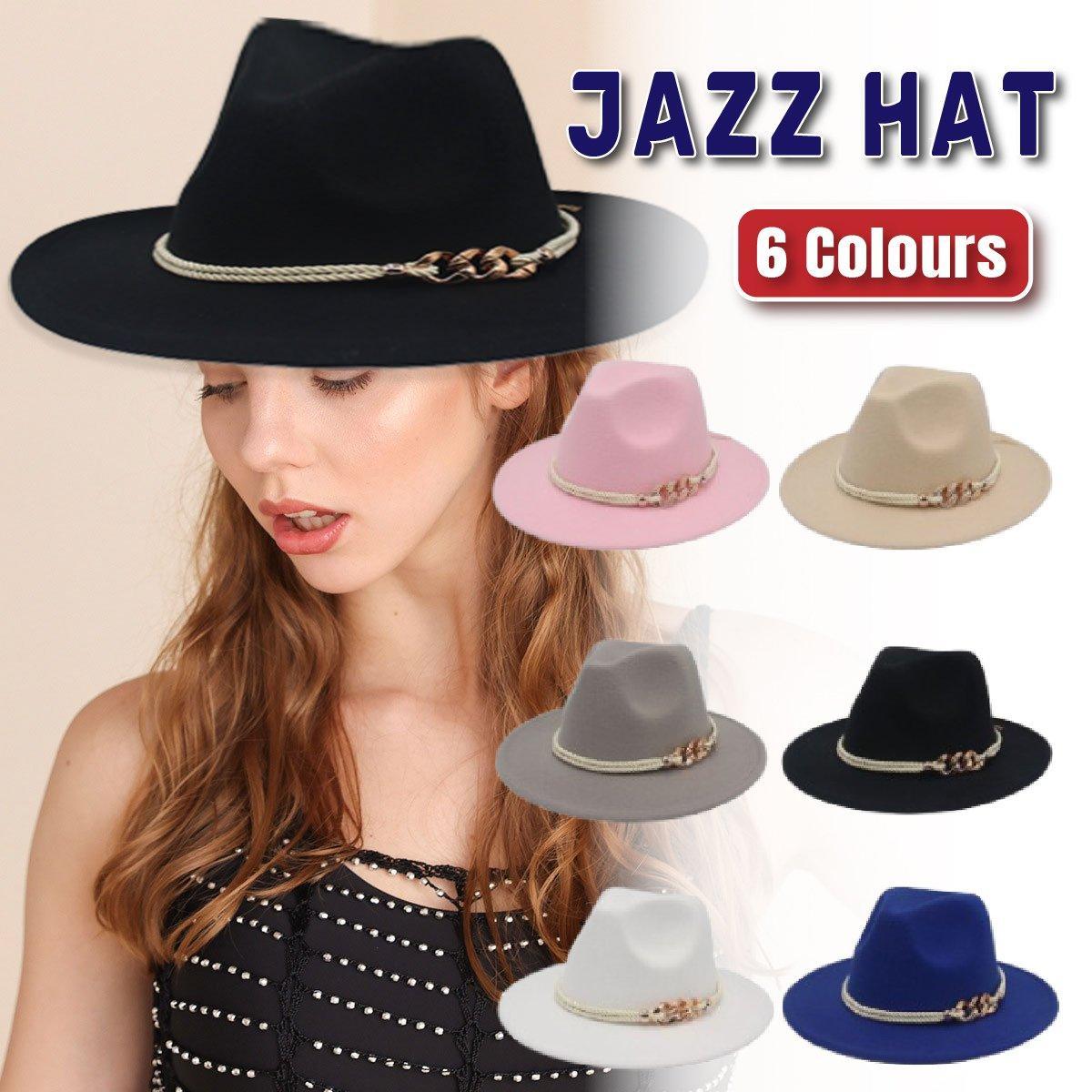 Women's Sleepwear: Jazz Hat Autumn Winter Retro Large Brim Hat for Men and Women Stylish Headwear - Black