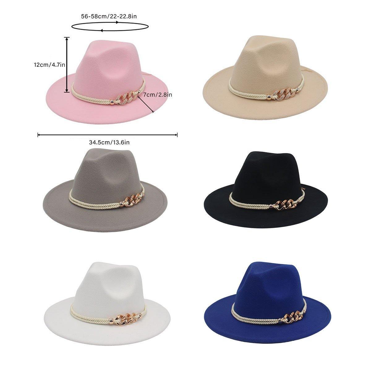 Women's Sleepwear: Jazz Hat Autumn Winter Retro Large Brim Hat for Men and Women Stylish Headwear - Light Grey