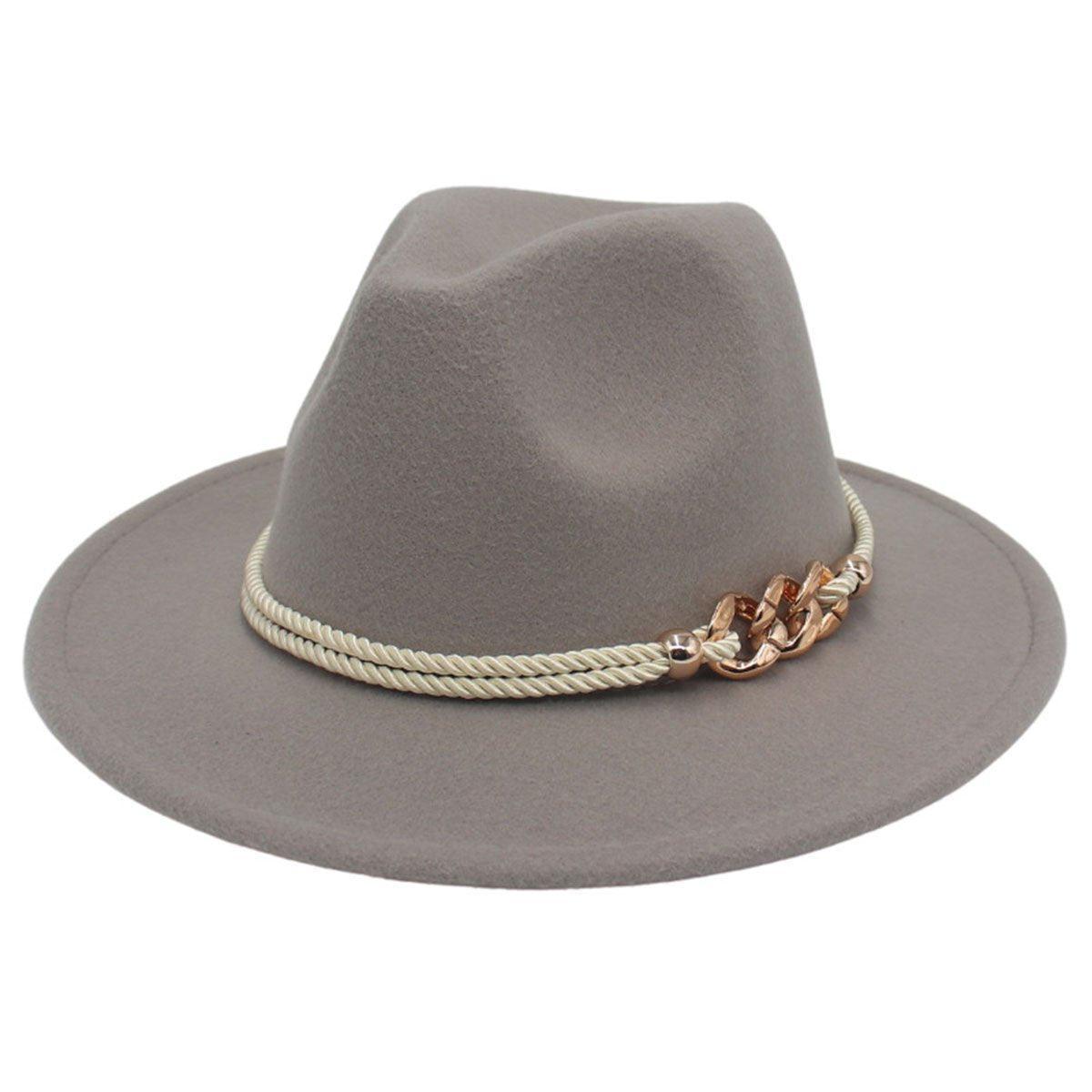 Women's Sleepwear: Jazz Hat Autumn Winter Retro Large Brim Hat for Men and Women Stylish Headwear - Light Grey