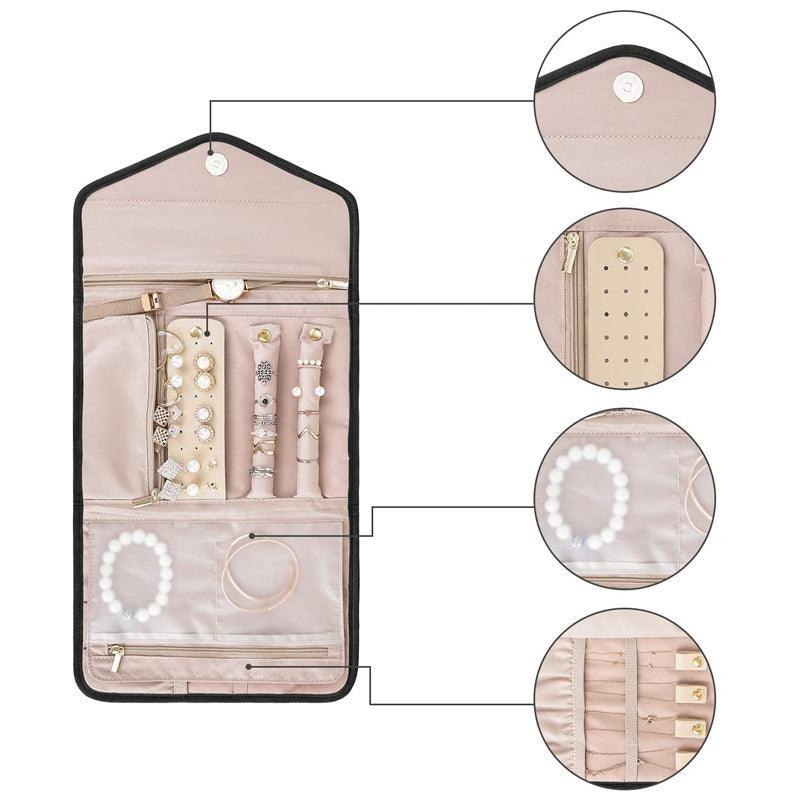 Jewellery Making Kits: Periea Travel Jewellery Roll -Jewellery Travel Pouch Portable Case Box Organiser - Black
