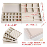 Storage Boxes: 4PCS Flannel Jewelry Storage Trays Necklace Ring Earrings Organizer