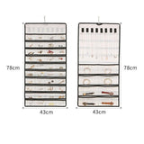 Clothing & Wardrobe Storage: 48 Pockets Jewelry Hanging Storage Organizer Holder Earring Display Pouch Bag - White
