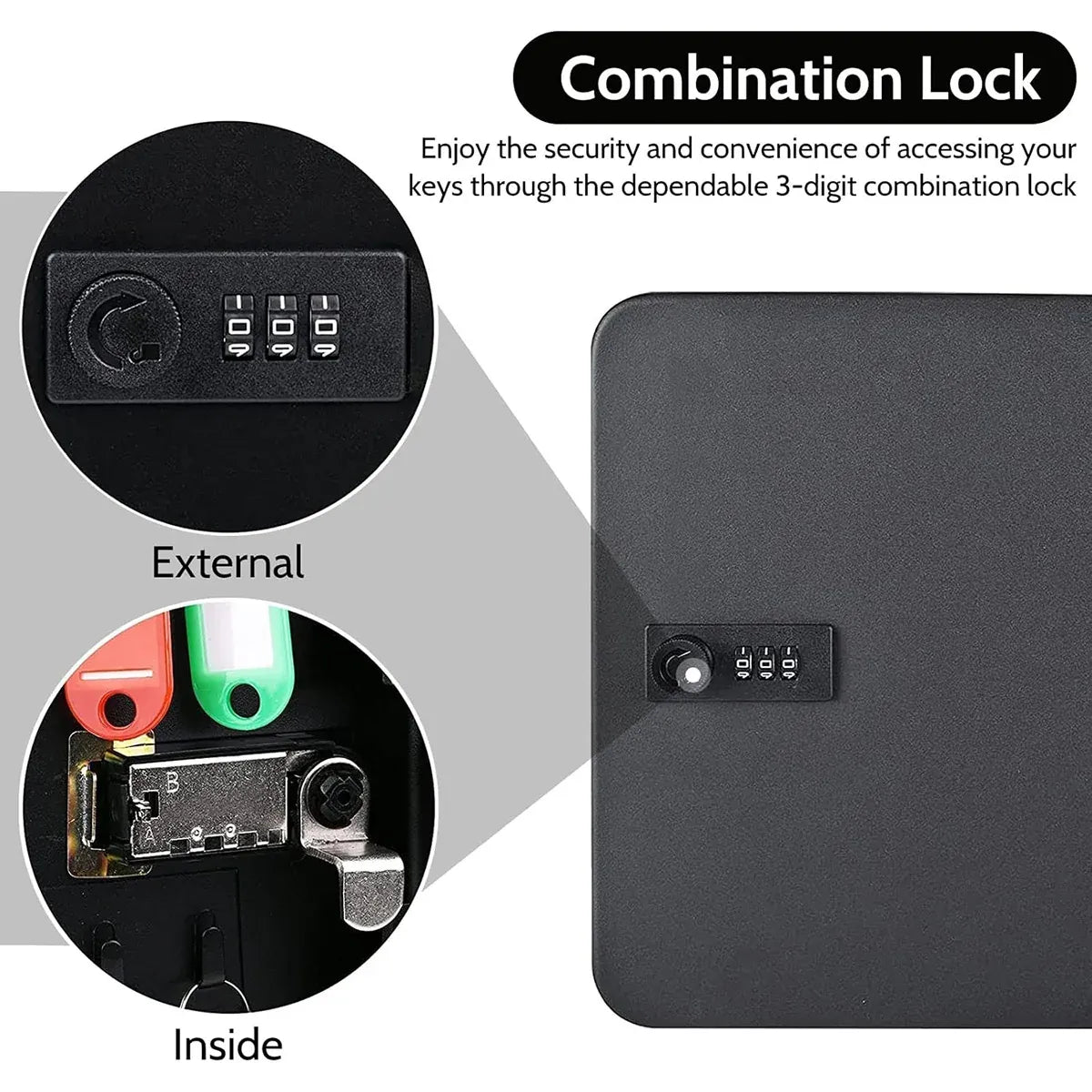 28 Key Wall Mounted Combination Key Cabinet Steel Storage Box Home Office