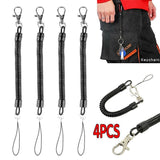 Novelty Gifts: 4Pcs Elastic Phone Elastic Spiral Spring Coil Strap Rope Lanyard Key Chain Black