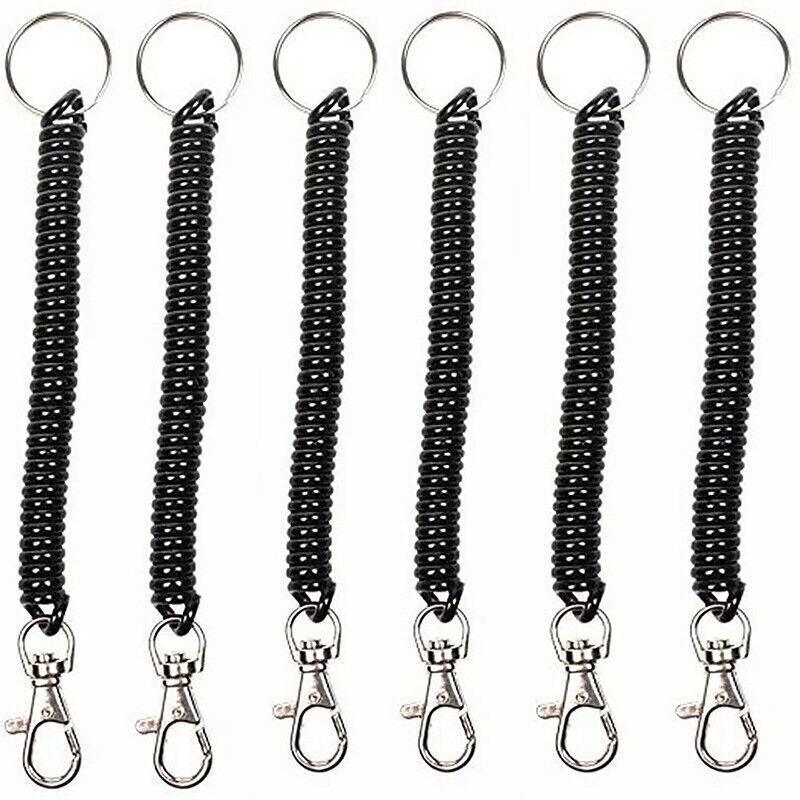 Novelty Gifts: 4Pcs Elastic Phone Elastic Spiral Spring Coil Strap Rope Lanyard Key Chain Black