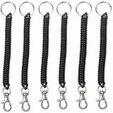 Novelty Gifts: 4Pcs Elastic Phone Elastic Spiral Spring Coil Strap Rope Lanyard Key Chain Black
