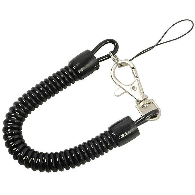 Novelty Gifts: 4Pcs Elastic Phone Elastic Spiral Spring Coil Strap Rope Lanyard Key Chain Black