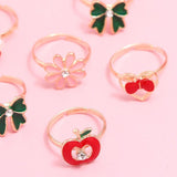 36PCS Adjustable Cute Cartoon Rings Set for Girls Gift in Heart Box