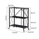 3-Tier Black Foldable Kitchen Storage Rack No-Drill Microwave Oven Shelf Stand