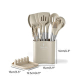 13PCS Silicone Kitchen Utensil Set Stainless Steel Handle Non-Stick Cooking Tool - Black