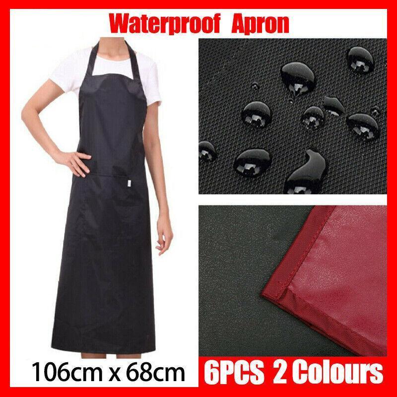 Aprons: Heavy Duty PVC Waterproof Apron for Kitchen Butcher Cleaning 6pcs 106x68cm - Red