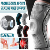 Supports & Braces: Black Knee Brace Knee Compression Sleeve Professional Sports Silicone Knee Support - XL