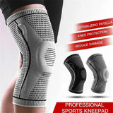 Supports & Braces: Black Knee Brace Knee Compression Sleeve Professional Sports Silicone Knee Support - XL