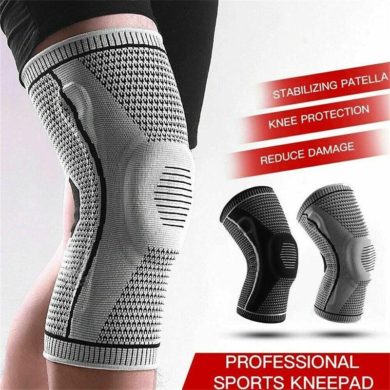Supports & Braces: Black Knee Brace Knee Compression Sleeve Professional Sports Silicone Knee Support - M