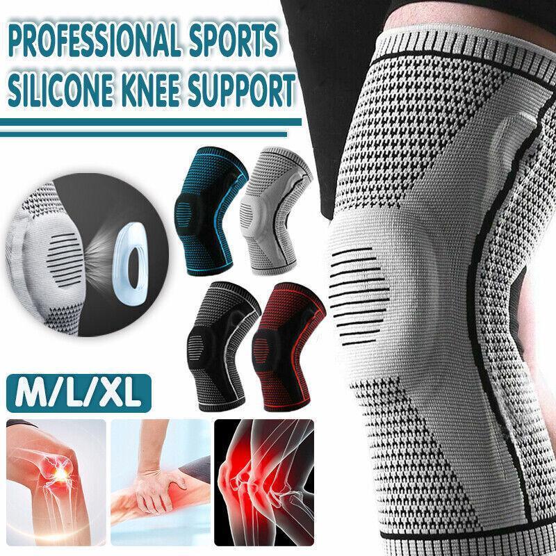 Supports & Braces: Red Knee Brace Knee Compression Sleeve Professional Sports Silicone Knee Support - XL