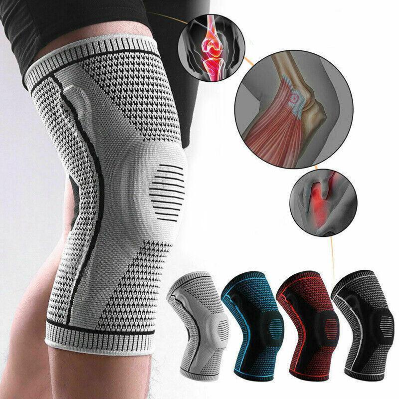 Supports & Braces: Red Knee Brace Knee Compression Sleeve Professional Sports Silicone Knee Support - XL