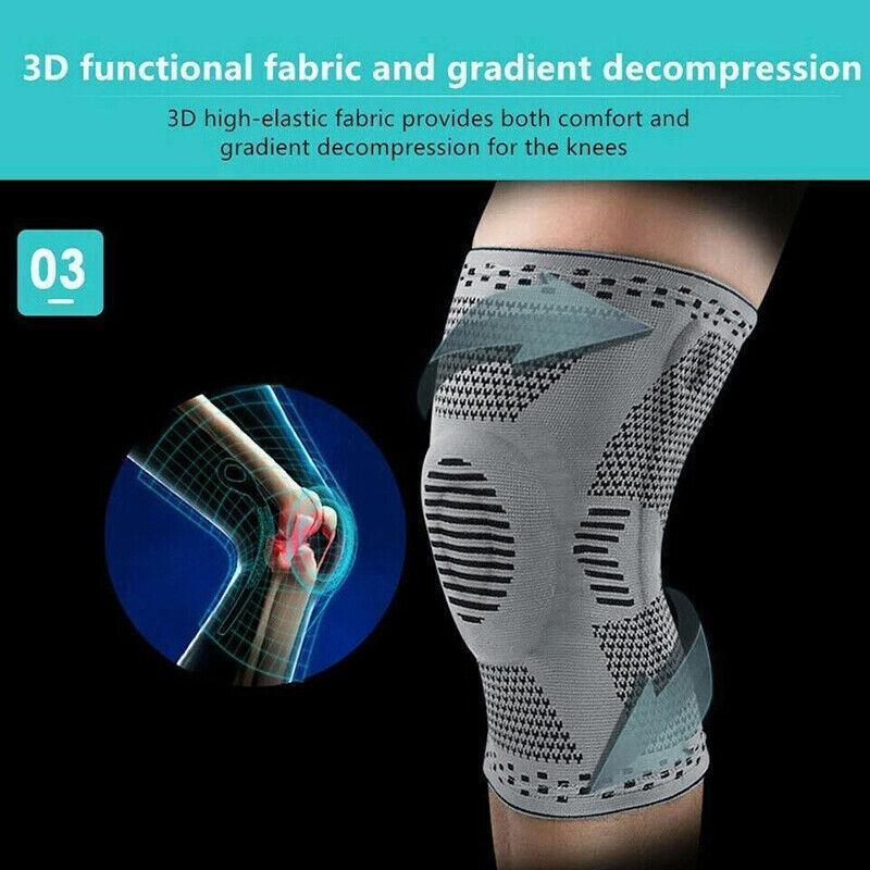 Supports & Braces: Red Knee Brace Knee Compression Sleeve Professional Sports Silicone Knee Support - XL