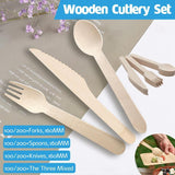 Outdoor Lights: Wooden Cutlery Set Disposable Bamboo Wood Bulk Buy Forks Spoons Knives Party - 100PCS Knives