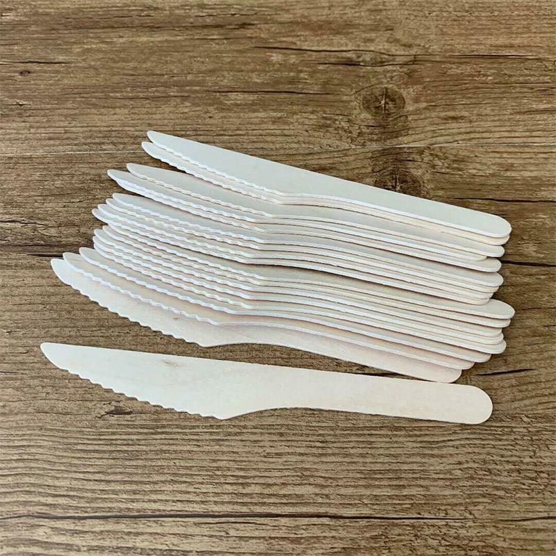 Outdoor Lights: Wooden Cutlery Set Disposable Bamboo Wood Bulk Buy Forks Spoons Knives Party - 100PCS Knives