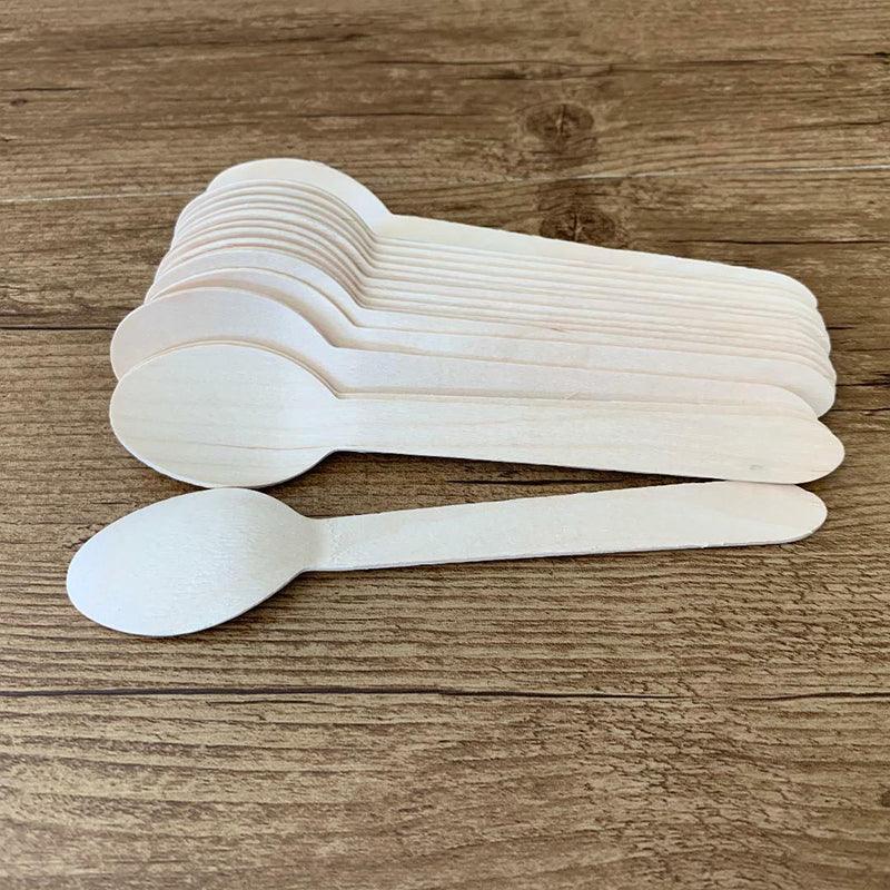 Outdoor Lights: Wooden Cutlery Set Disposable Bamboo Wood Bulk Buy Forks Spoons Knives Party - 100PCS Knives