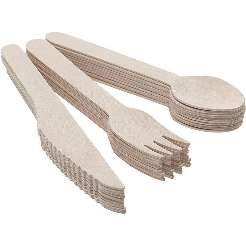 Outdoor Lights: Wooden Cutlery Set Disposable Bamboo Wood Bulk Buy Forks Spoons Knives Party - 100PCS Knives