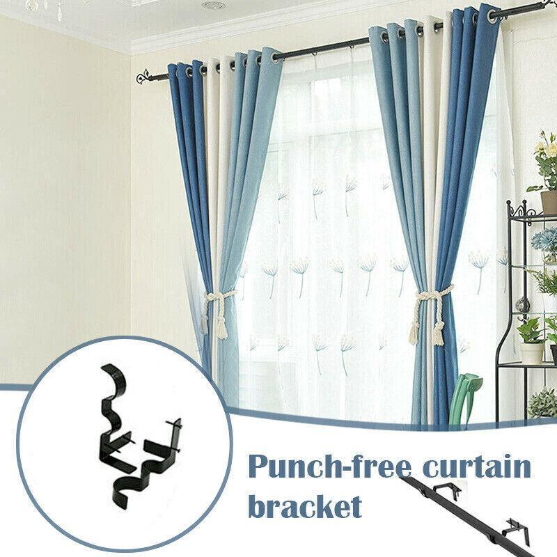 Curtain Accessories: 2X Bracket Hang Curtain Rod Holders Single Hook Tap Right Into Window Frame Rod