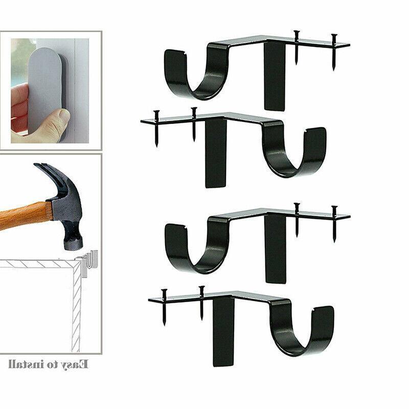 Curtain Accessories: 2X Bracket Hang Curtain Rod Holders Single Hook Tap Right Into Window Frame Rod