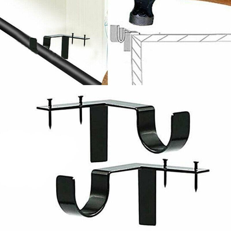 Curtain Accessories: 2X Bracket Hang Curtain Rod Holders Single Hook Tap Right Into Window Frame Rod