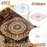 Hardware Hooks: 4 Pack Retro Lace Oval Placemats 31x42cm French Crochet Doilies 4 Colors Set - Sky Blue