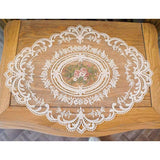 Hardware Hooks: 4 Pack Retro Lace Oval Placemats 31x42cm French Crochet Doilies 4 Colors Set - Sky Blue