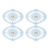 Hardware Hooks: 4 Pack Retro Lace Oval Placemats 31x42cm French Crochet Doilies 4 Colors Set - Sky Blue
