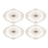 Hardware Hooks: 4 Pack Retro Lace Oval Placemats 31x42cm French Crochet Doilies 4 Colors Set - White