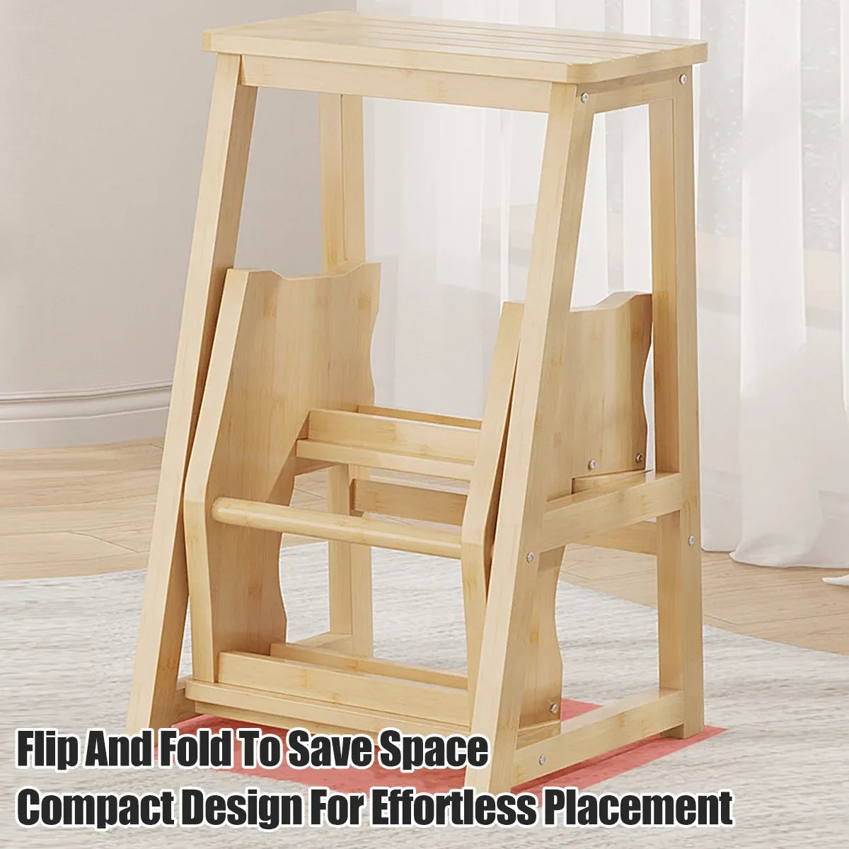 Folding Library Ladder Chair 3 Step Stool Durable for Home Kitchen Daily Use