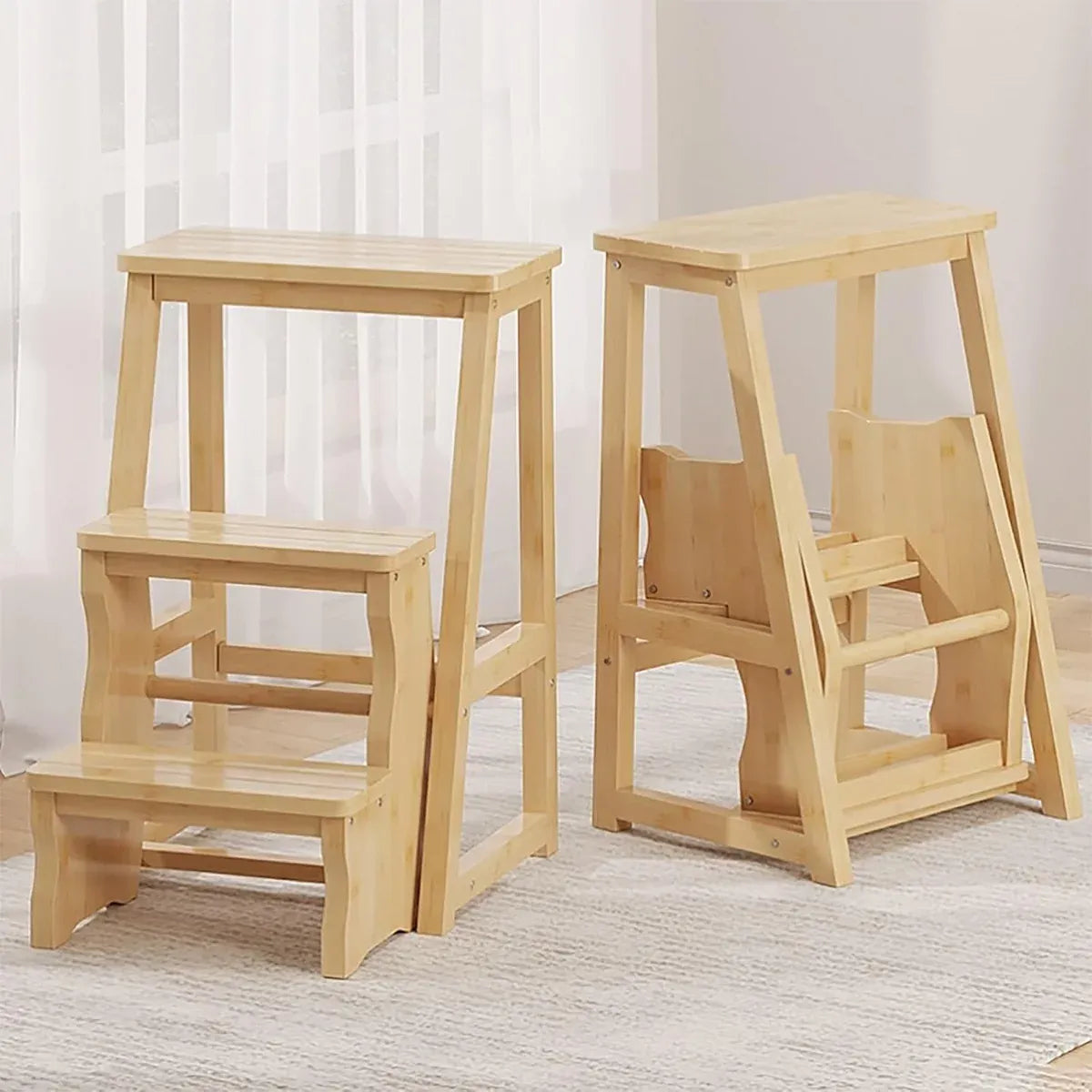 Folding Library Ladder Chair 3 Step Stool Durable for Home Kitchen Daily Use