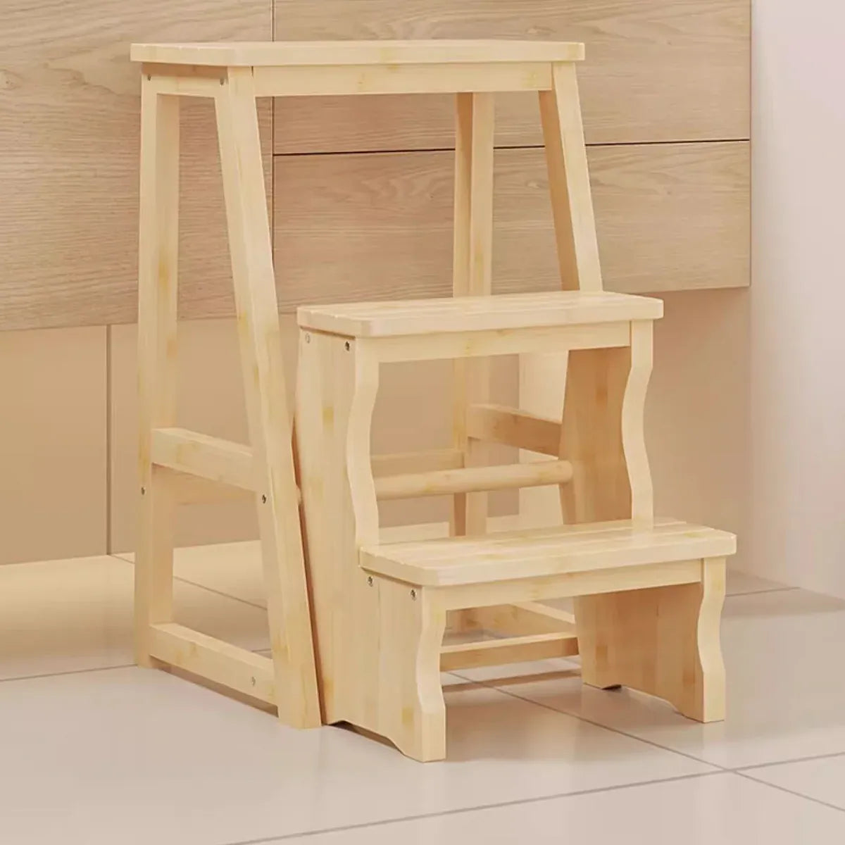 Folding Library Ladder Chair 3 Step Stool Durable for Home Kitchen Daily Use